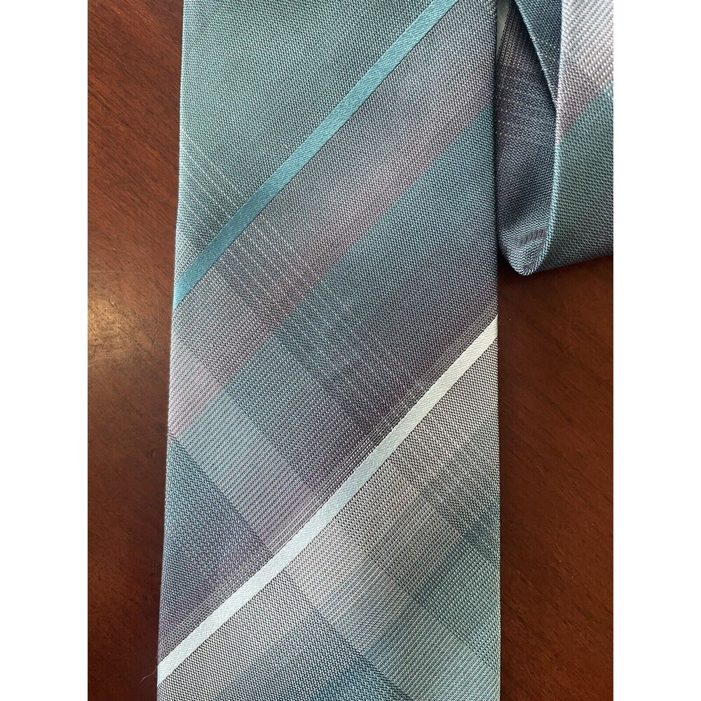 Kenneth Cole New York  Necktie Plaid Blue 100% Silk